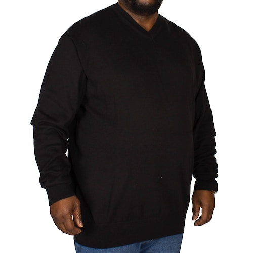 KAM V-Neck Long Sleeve Knitted Jumper Black