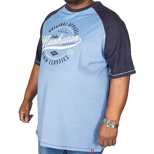 D555 Manhattan Print T-Shirt Gunner Blau Tall Fit 