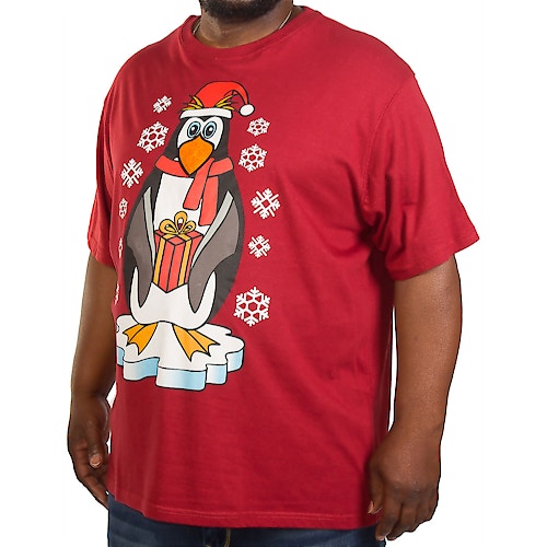 D555 Penguin Print Musical Christmas T-Shirt