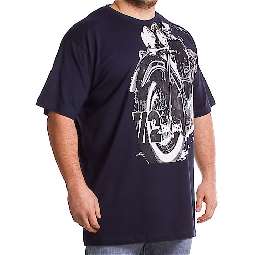 Metaphor Motor Cycle Print T-Shirt Navy