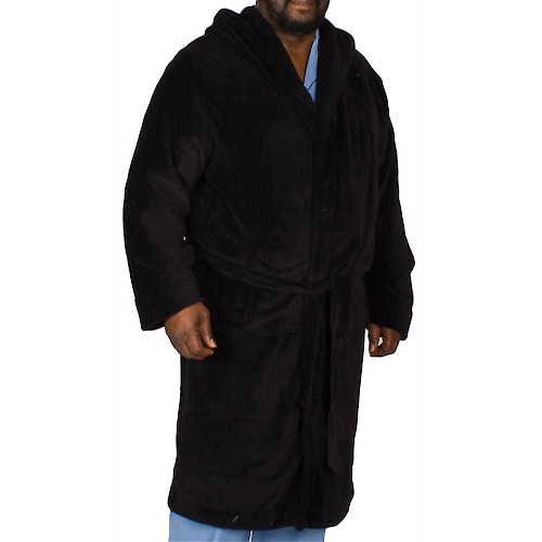 Espionage Hooded Fleece Gown Black