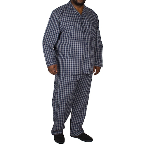 Pyjamas Long Sleeve & Trousers Check Blue
