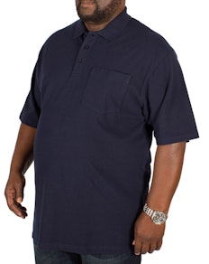 Bigdude Poloshirt mit Brusttasche Marineblau Tall Fit 