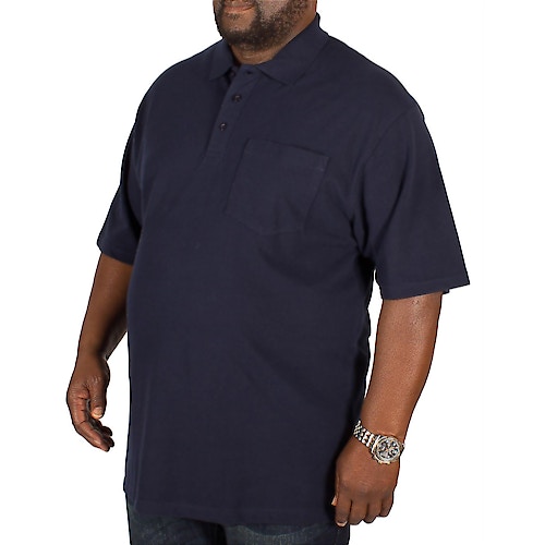 Bigdude Poloshirt mit Brusttasche Marineblau Tall Fit 