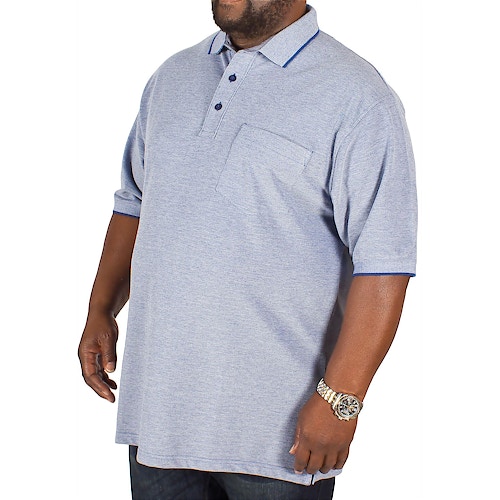 Bigdude Marl Effect Pocket Polo Shirt Blue