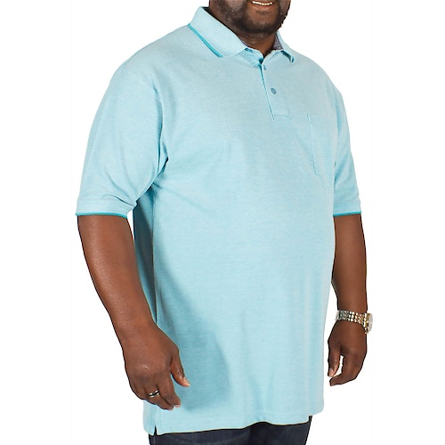 Bigdude Marl Effect Pocket Polo Shirt Sky Blue