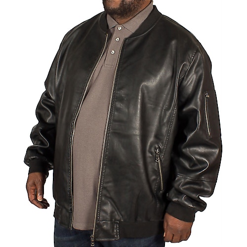 D555 Purbeck Faux Leather Bomber Jacket Black