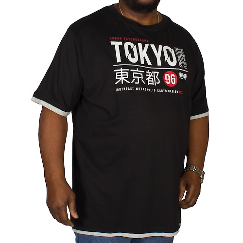 D555 T-Shirt Darnell mit Tokyo Aufdruck Schwarz