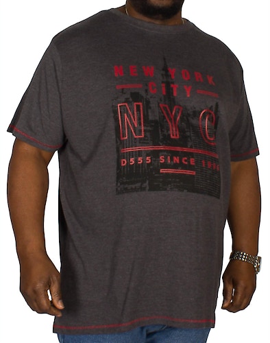 D555 T-Shirt Alex mit NYC Aufdruck Anthrazit 