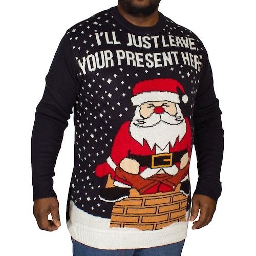 D555 Santa's Present Christmas Jumper Navy