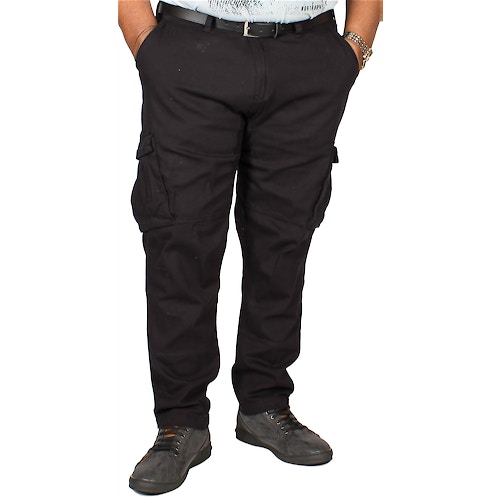 D555 Nelson Tapered Fit Cargo Trousers Black