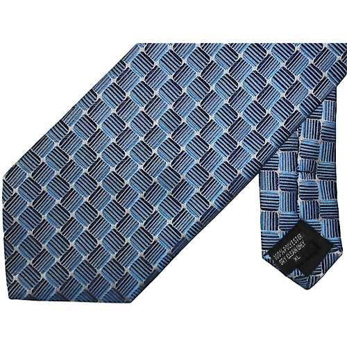 Knightsbridge extra lange Krawatte Quadrat-Muster Blau 