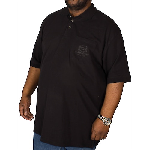 KAM Embroidered Pocket Polo Shirt Black