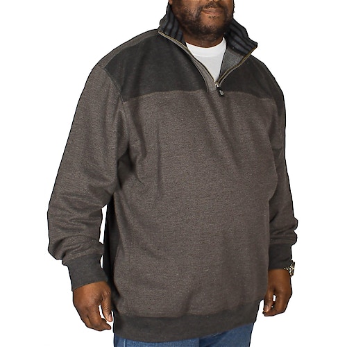 KAM Quarter Zip Canvas Sweater Charcoal