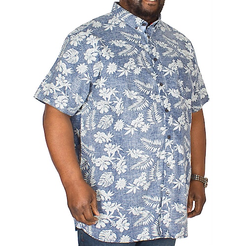 D555 Oswald Hawaiian Print Shirt Blue