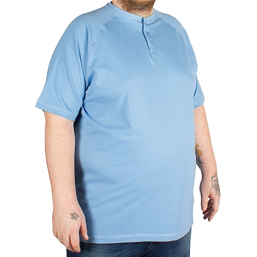 Cotton Valley T-Shirt mit Knopfleiste Hellblau