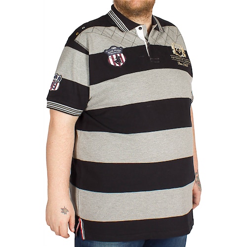 KAM Denim Club Stripe Polo Shirt Black