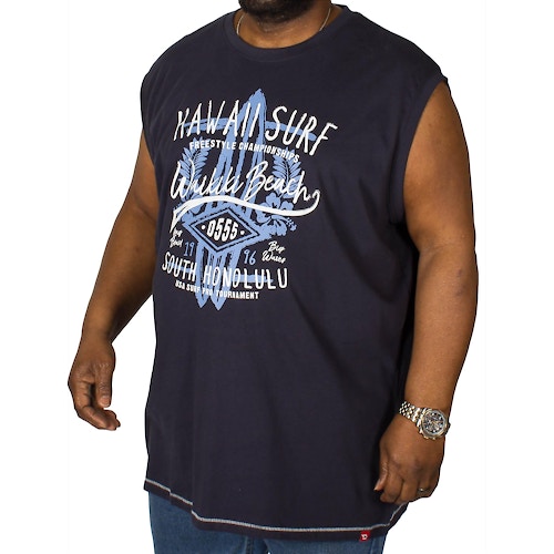 D555 Aloha Printed Sleeveless T-Shirt Navy