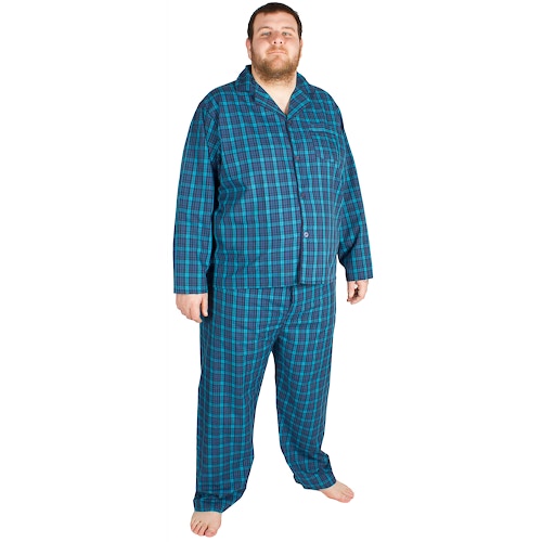 Cargo Bay Woven Pyjama Set Blue Check