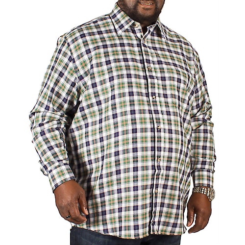 Cotton Valley Long Sleeve County Check Shirt Navy/Green/White