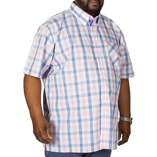 KAM Check Short Sleeved Shirt Blue/Pink