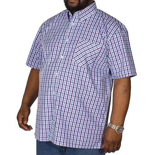 KAM Check Short Sleeved Shirt Purple/Blue
