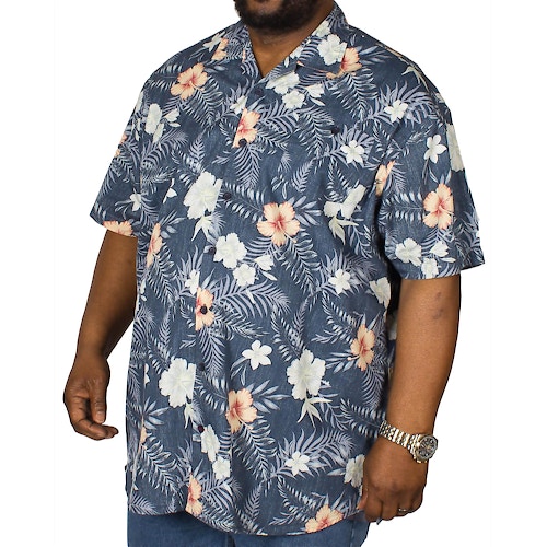 D555 Raymond Hawaiian Print Shirt Navy