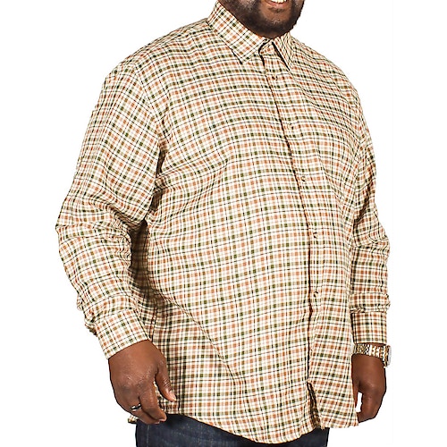 Cotton Valley Long Sleeve County Check Shirt Beige/Green/Brown