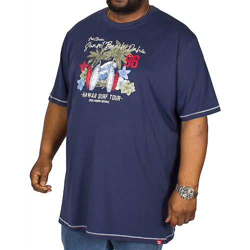 D555 bedrucktes T-Shirt Christian Marineblau 