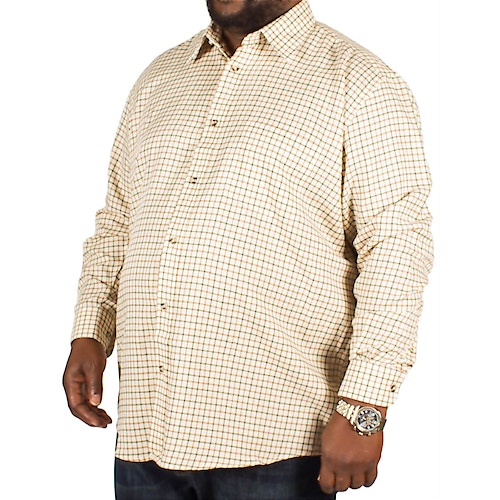 Cotton Valley Long Sleeve County Check Shirt Beige