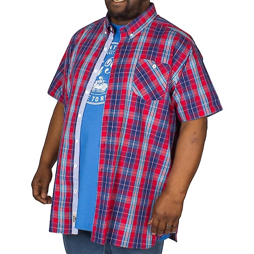 D555 Kurzarmhemd und T-Shirt Alabama im Set Rot/Blau