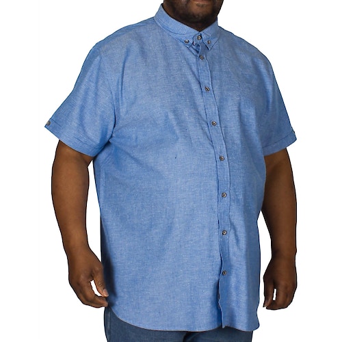 D555 Eric Linen Cotton Short Sleeve Shirt Blue