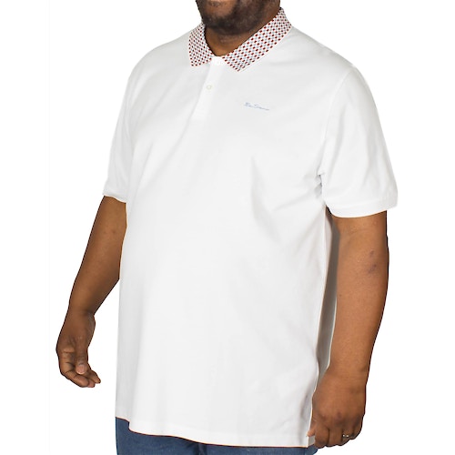 Ben Sherman Chequerboard Jacquard Polo Shirt White