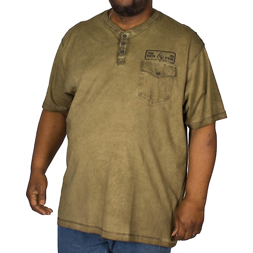 KAM T-Shirt mit Knopfleiste Olivgrün 