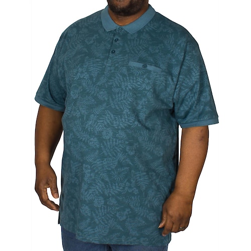 KAM Poloshirt mit Blätter Print Blau 