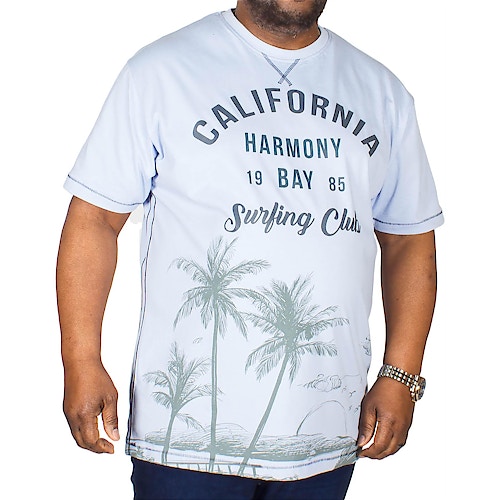 KAM California Print T-Shirt Sky Blue