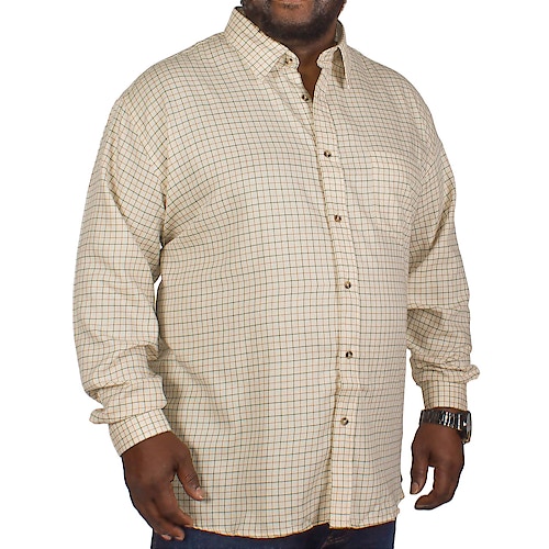 Cotton Valley Long Sleeved Beige Check Shirt