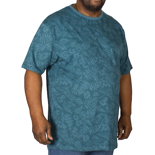 KAM T-Shirt mit Blätter Print Blau