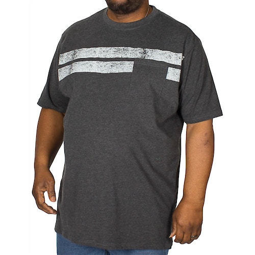 KAM Stripe Print T-Shirt Charcoal