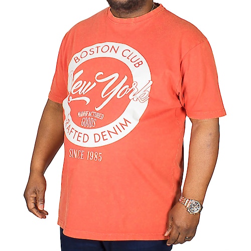 KAM Boston New York Print T-Shirt Rust
