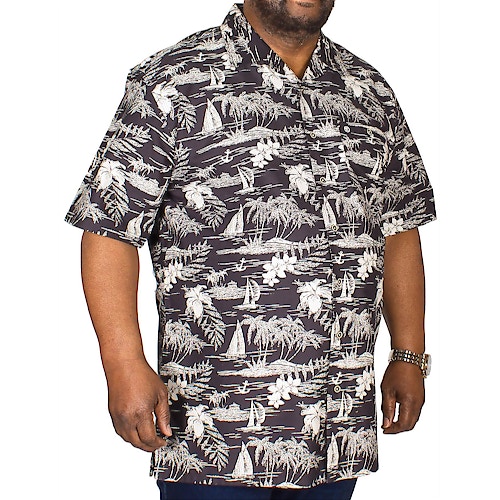 Espionage Rever Collar Hawaiian Shirt Black