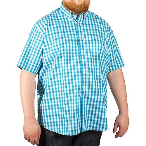 Cotton Valley Short Sleeve Turquoise/White Check Shirt