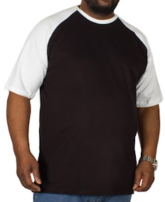 Bigdude Contrast Raglan Sleeve T-Shirt Black/White