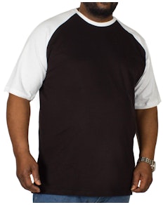 Bigdude Contrast Raglan Sleeve T-Shirt Black/White