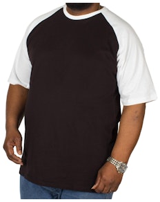 Bigdude Contrast Raglan Sleeve T-Shirt Black/White Tall