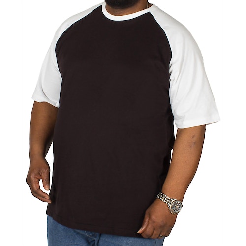 Bigdude Contrast Raglan Sleeve T-Shirt Black/White Tall