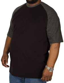 Bigdude Contrast Raglan Sleeve T-Shirt Black/Charcoal Tall