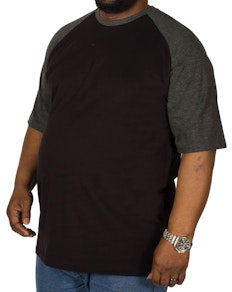 Bigdude T-Shirt mit Raglanärmeln Schwarz/Dunkelgrau Tall Fit 