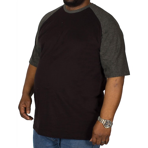 Bigdude Contrast Raglan Sleeve T-Shirt Black/Charcoal Tall