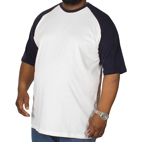 Bigdude T-Shirt mit Raglanärmeln Weiß/Marineblau